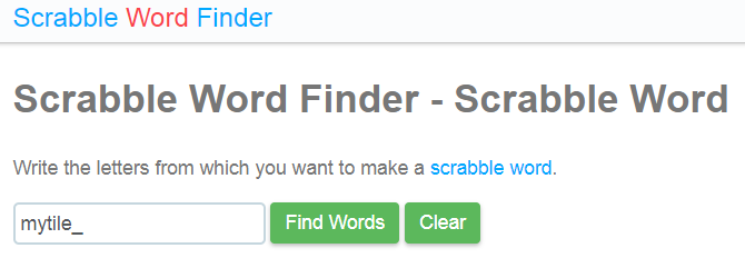 Word finder results for six letters plus one blank